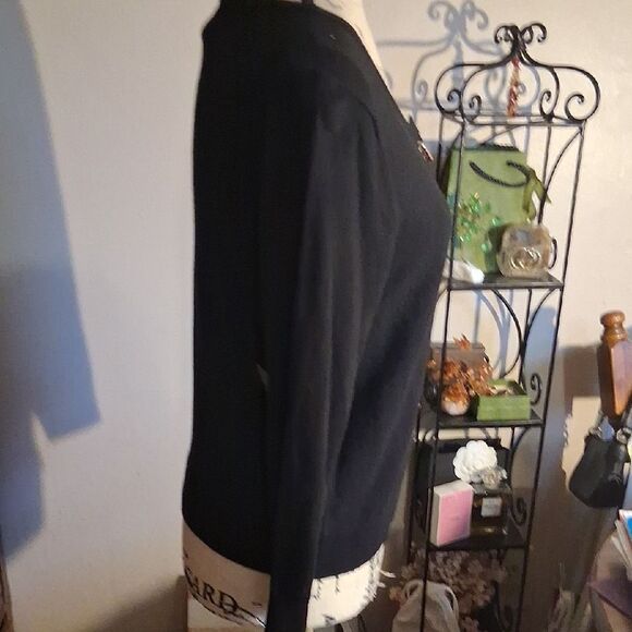 Carmen Marc Valvo Black Women's Cardigan Silver Toggle Buttons Jacket Size Small - Picture 3 of 10